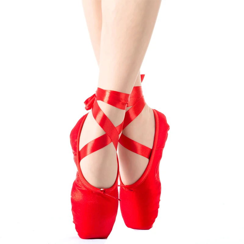 Size 28-43 LUCYLEYTE Child and Adult Ballet Pointe Dance Shoes Ladies Professional Ballet Dance Shoes with Ribbons Shoes Woman