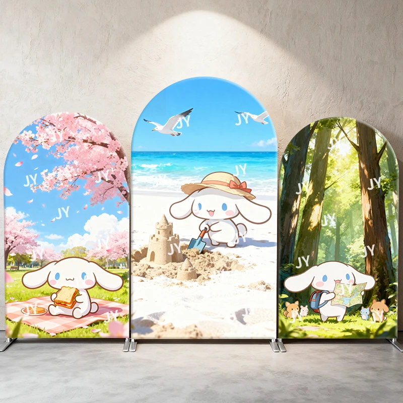 Фото Фон-арка Sanrio Cinnamoroll для уличных мероприятий, декоративный реквизит для фотозоны в стиле каваи, для детских праздников и тематических мероприятий №1