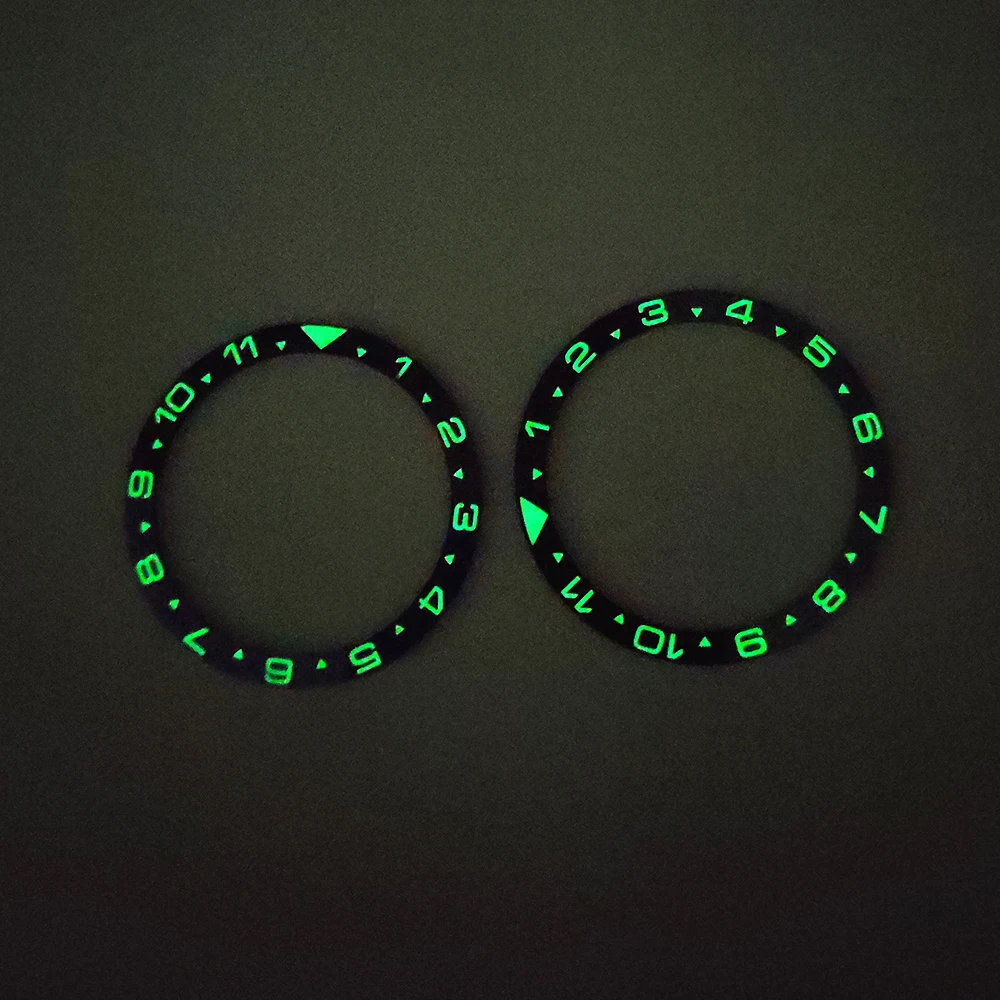 Flat Green Luminous Bezel 38mm Watch Bezel Ceramic Bezel,  Bezel Ring Mouth Watch Bezels Parts Men Watch Accessories