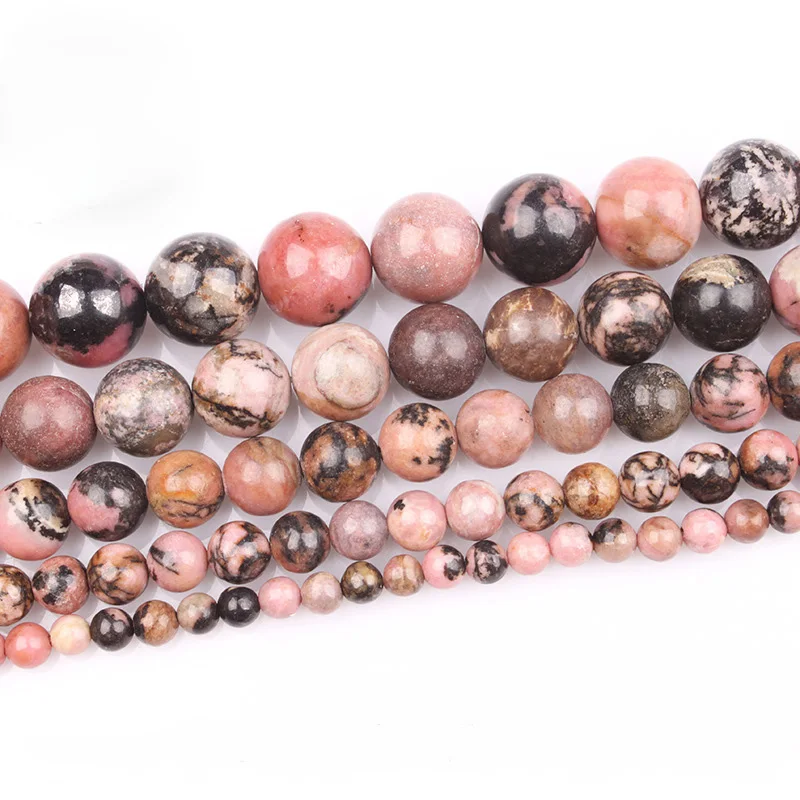 

1 Strands 15"(37~38cm) Round Natural Rose Rhodochrosite Stone Rock 4mm 6mm 8mm 10/12mm Beads Lot for Jewelry Making DIY Bracelet