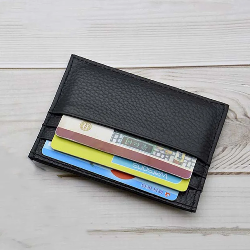 Free Custom Name 100% Genuine Leather ID Card Holders Colorful Cowhide Coin Purse Bus Bank Credit Card Case Multi Slot Gift DIY