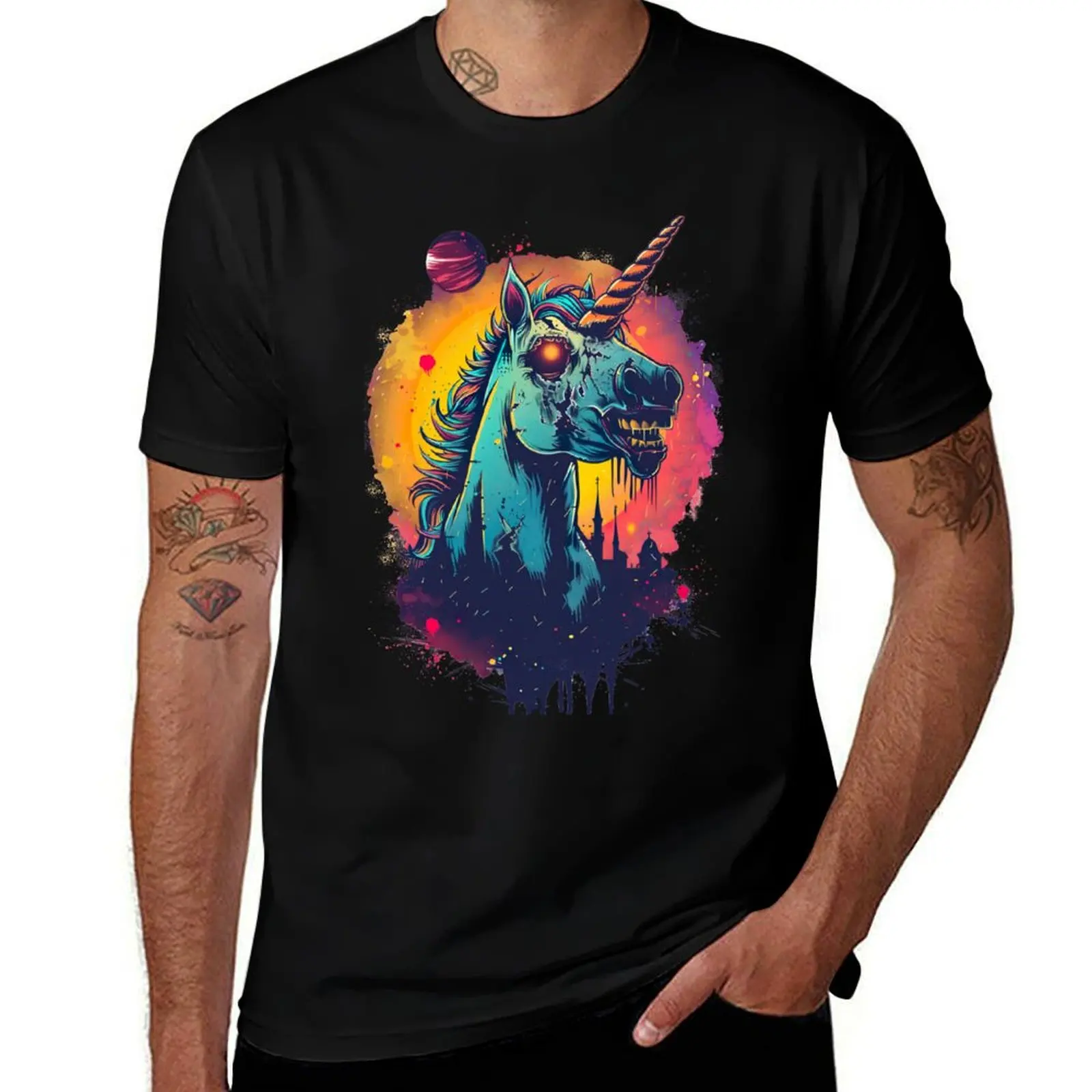 Фото Футболка Zombie Unicorn (Zombiecorn) из мягкого эластичного материала с короткими рукавами №1