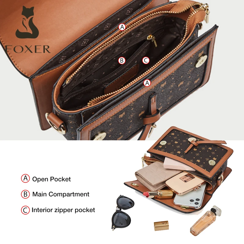 foxer women crossbody shoulder bags pvc leather fashion messenger bags simple office handbag lady brand logo printing mini purse free global shipping