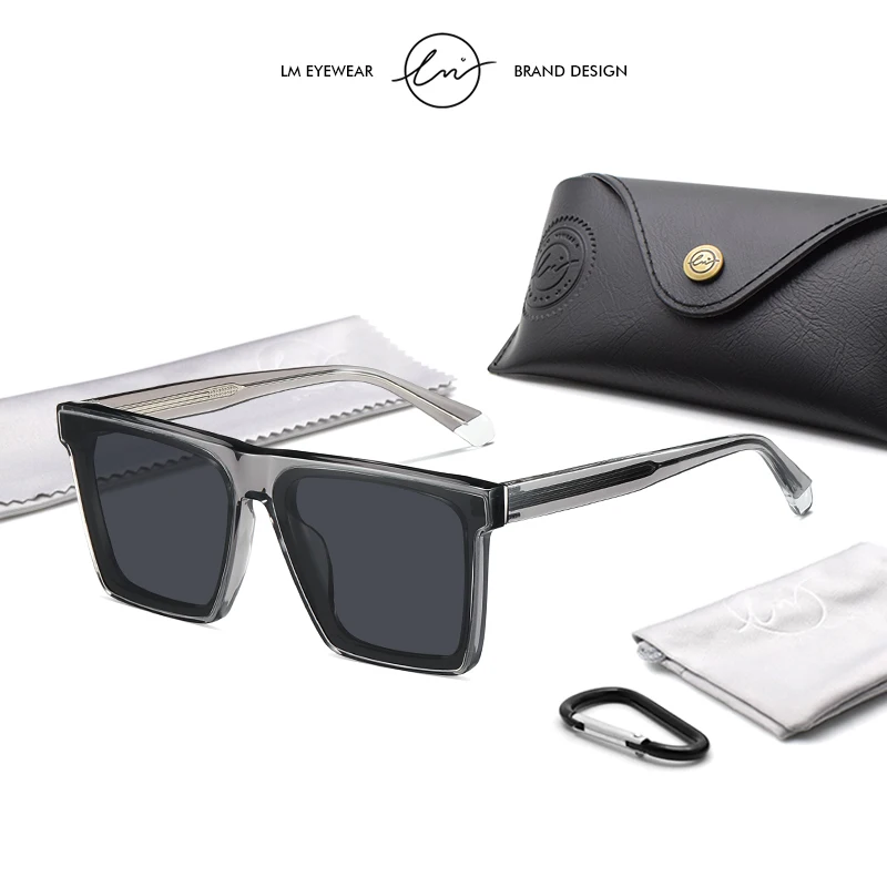

LM Nylon Polarized Sunglasses For Men High Quality Acetate Square Big Frame Design Trendy Sun Glasses UV400 lentes de sol hombre
