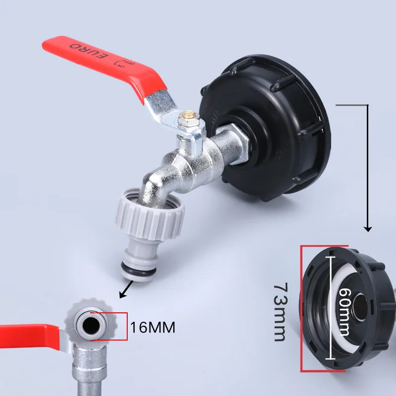 

IBC Tank Tap Adapter S60X6 Coarse Thread Garden Quick Connect Faucet Alloy Replacement Valve Fitting Connect Replacement Garden