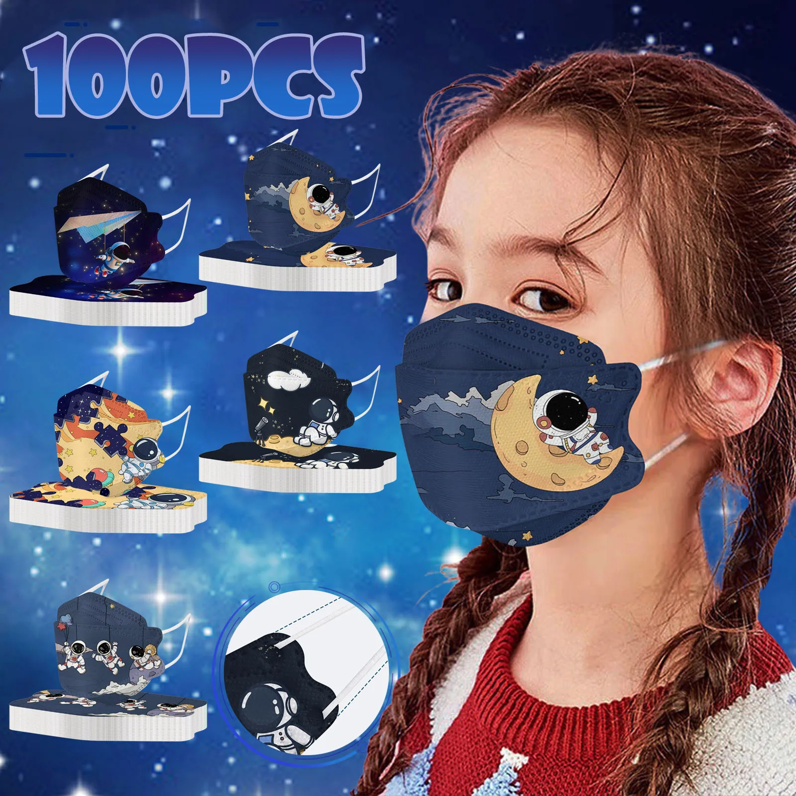 

100 шт. модная детская одноразовая маска с заушным крючком Нетканая ультратонкая маска для лица для девочек и мальчиков уличная детская маск...