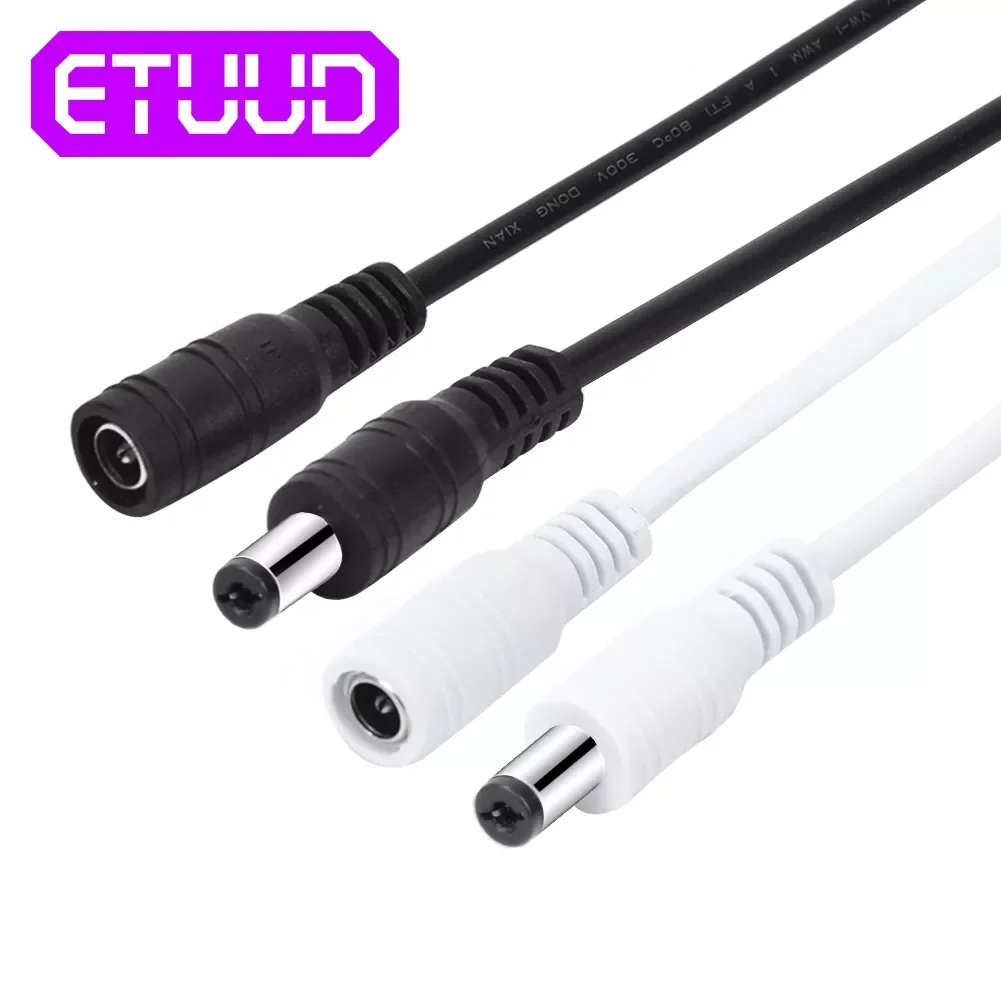

DC Power Connector Cable Adapter Male / Female Connector DC 12V Power Plug Male Connector With Cord Cable Black White 5.5*2.1mm