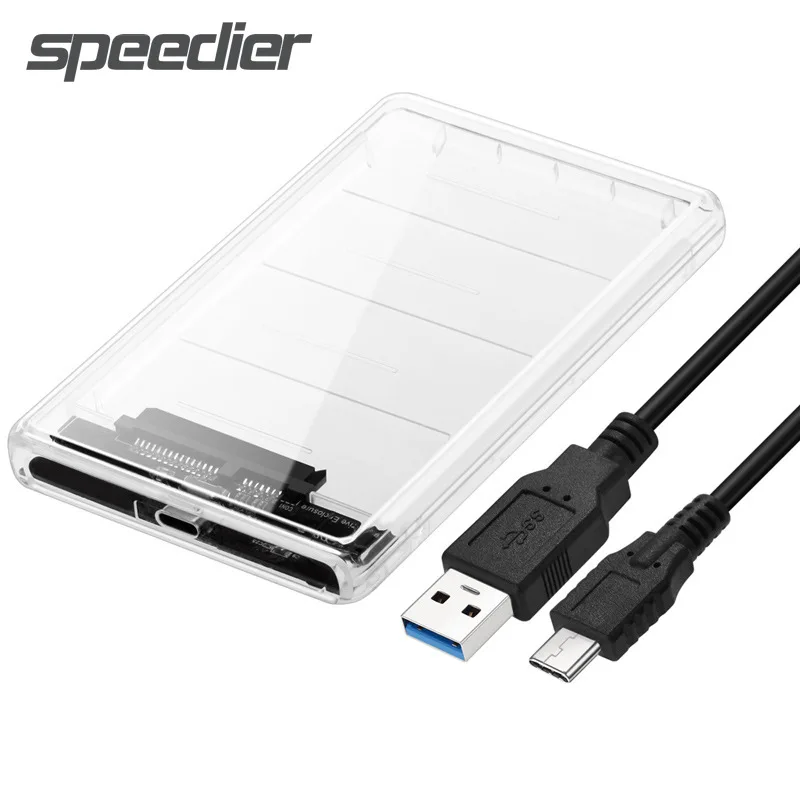 

Transparent White 2.5 Inch USB3.0 2.0 Type C SATA HDD Box Hard Disk Drive External SSD Enclosure Case Tool Free 5Gbps 2TB UASP