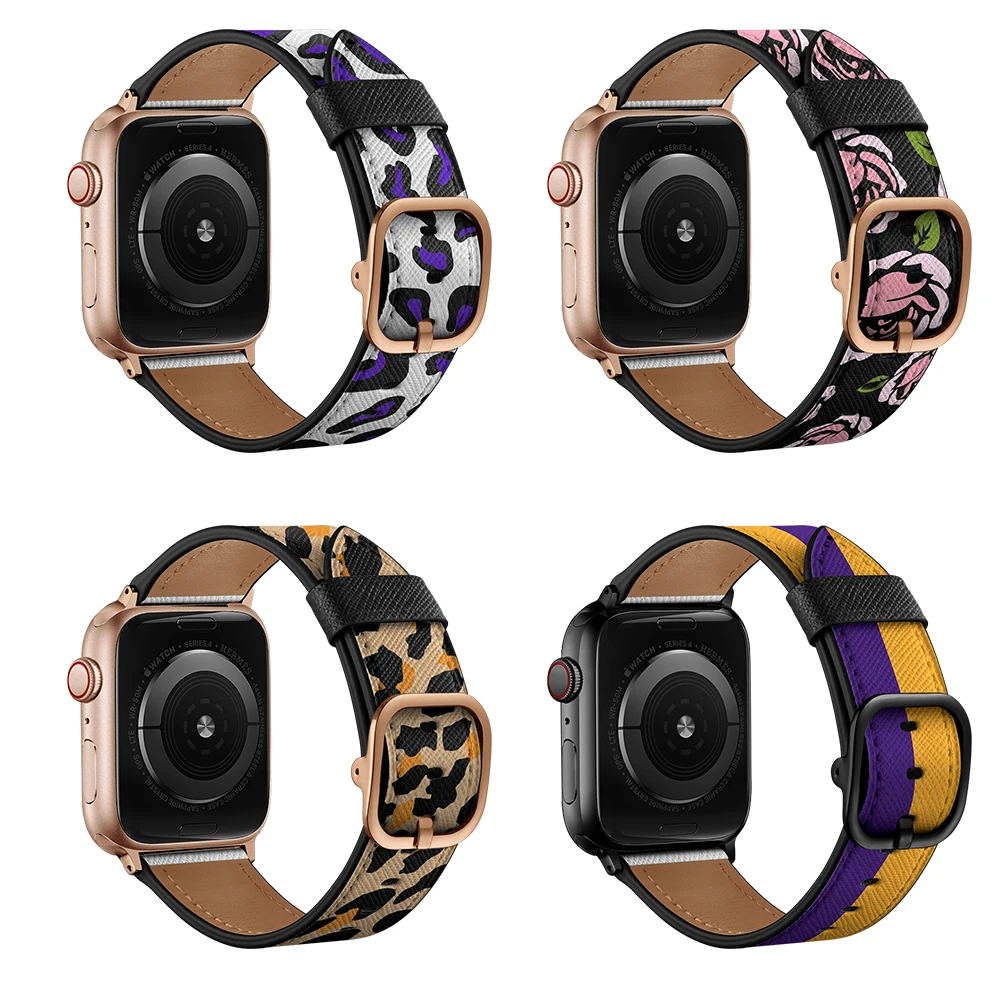 Ремешок кожаный для Apple Watch Series 7 6 5 4 3 2 1 SE браслет IWatch 38 40 42 44 мм 41 45 | Наручные часы