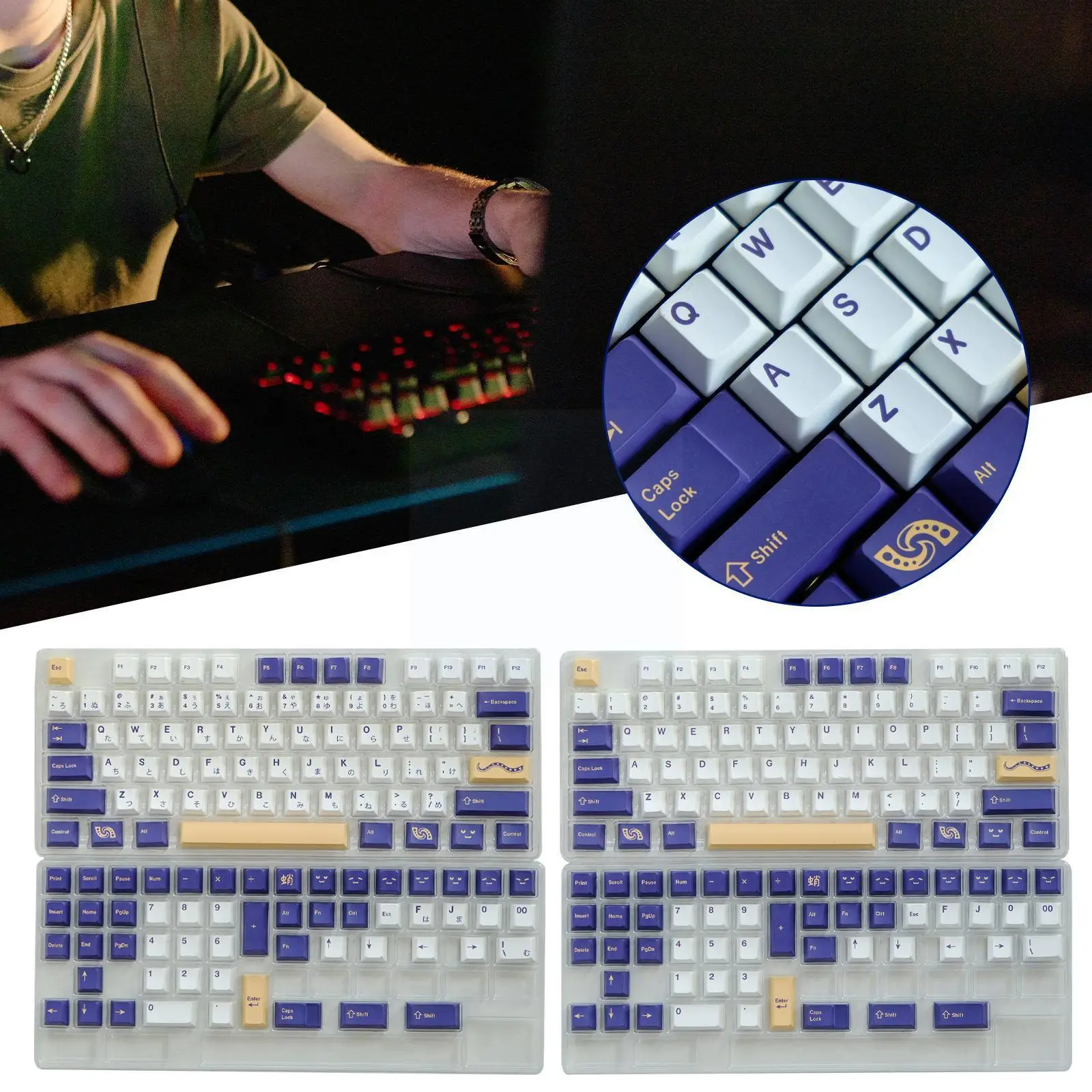 

129Keys GMK Tako Keycaps PBT for CHERRY Profile Dye Sublimation Mechanical Keyboard Keycap English Japanese Keycap 1.75U 2U C9T2