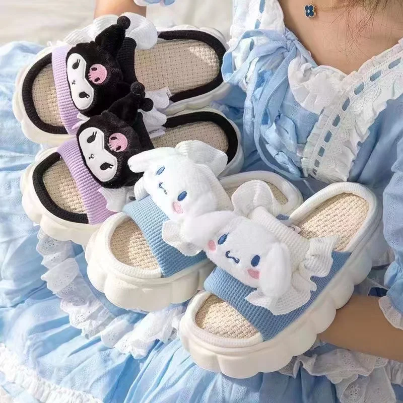 Детские тапочки MINISO с мультяшной анимацией Hello Kitty Sanrio Kuromi Cinnamoroll