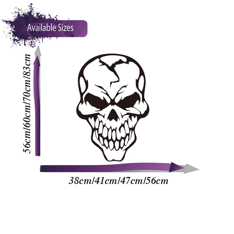 Виниловая наклейка на капот автомобиля с большим черепом V2 для грузовиков