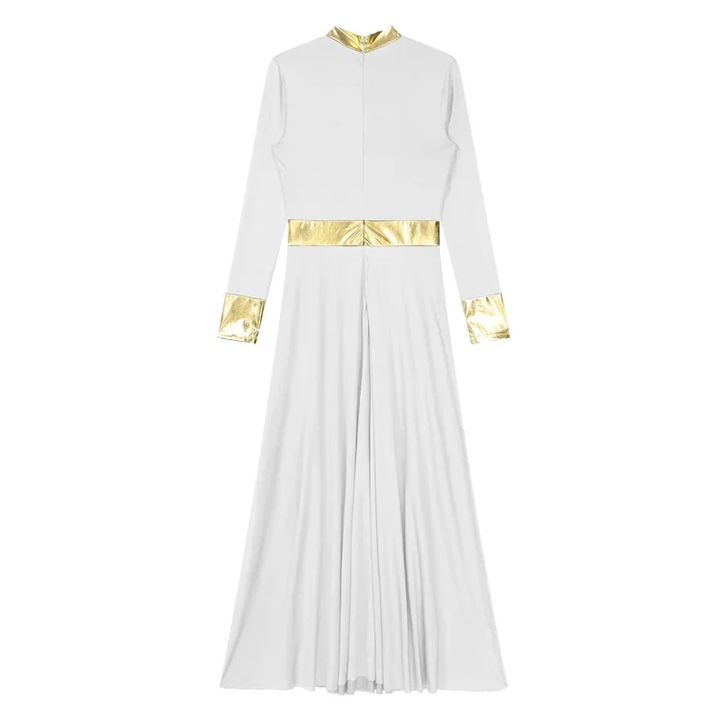 Женское платье для литаргических танцев блестящее металлическое с длинными