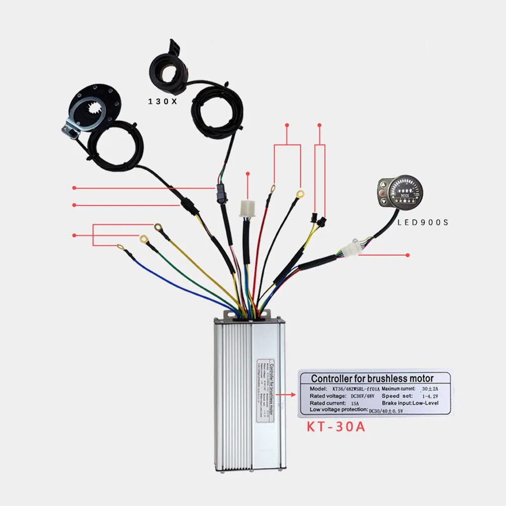 

E-bike KT 36V/48V 1000W 30A Controller+LED900S Display+8 Sensor+Thumb Throttle For KT Electric Bicycle Waterproof Controller Set