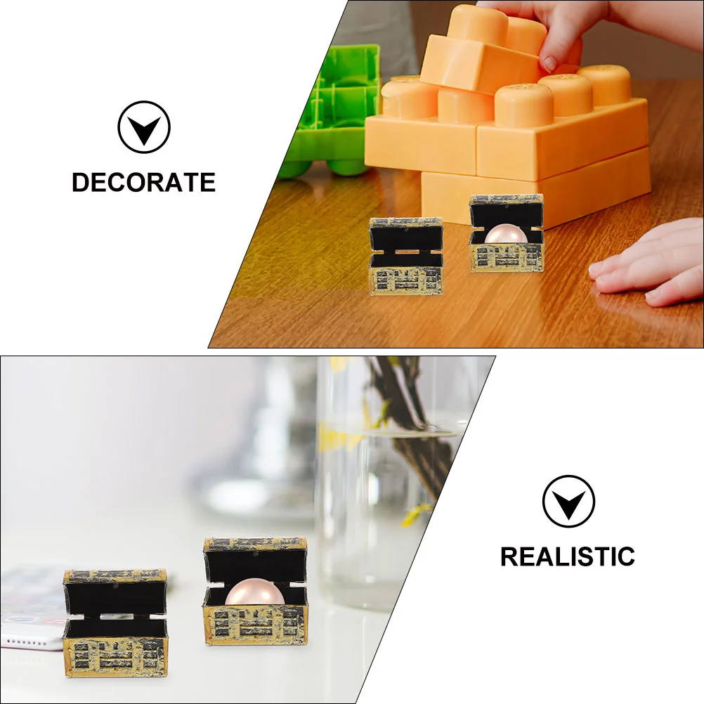 Mini Treasure Chest Desktop Decor Miniature Scene Accessories Pirate Party Favors Decoration Retro