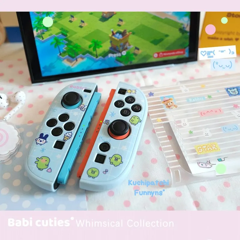 Фото Милый и очаровательный дизайн с большим ртом, защитный чехол для Switch 2, свежий синий, индивидуальный защитный чехол для Oledns Lite, аксессуары для аниме-игр. №5