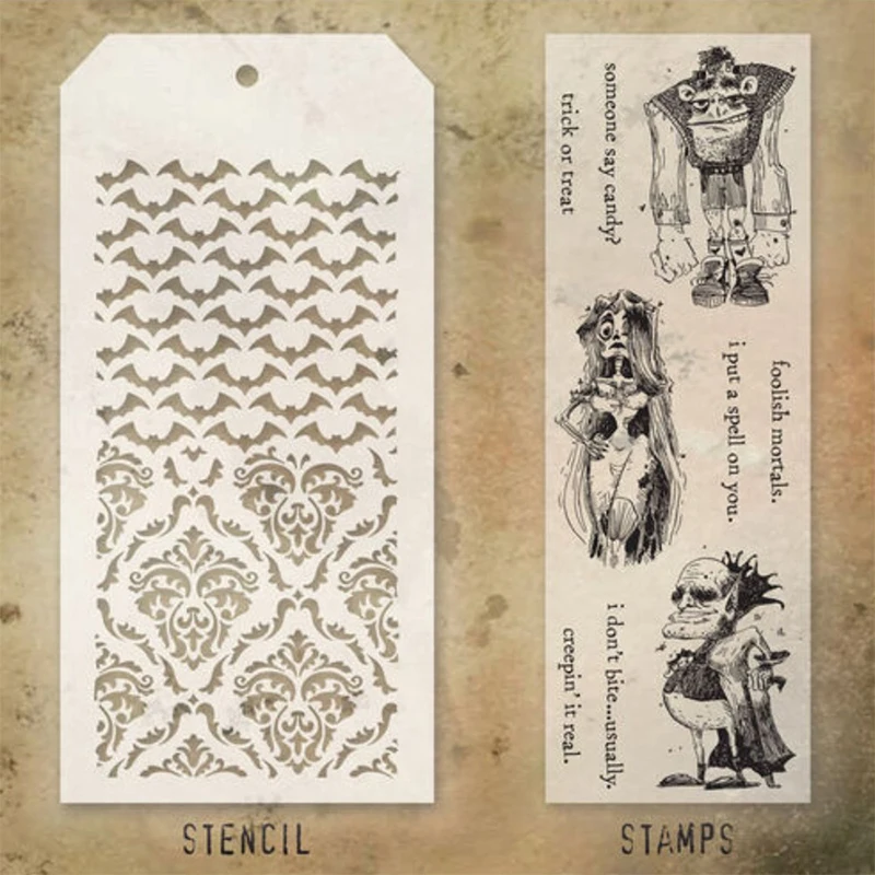 Новинка 2021 набор прозрачных штампов и трафаретов в стиле ретро летучая мышь