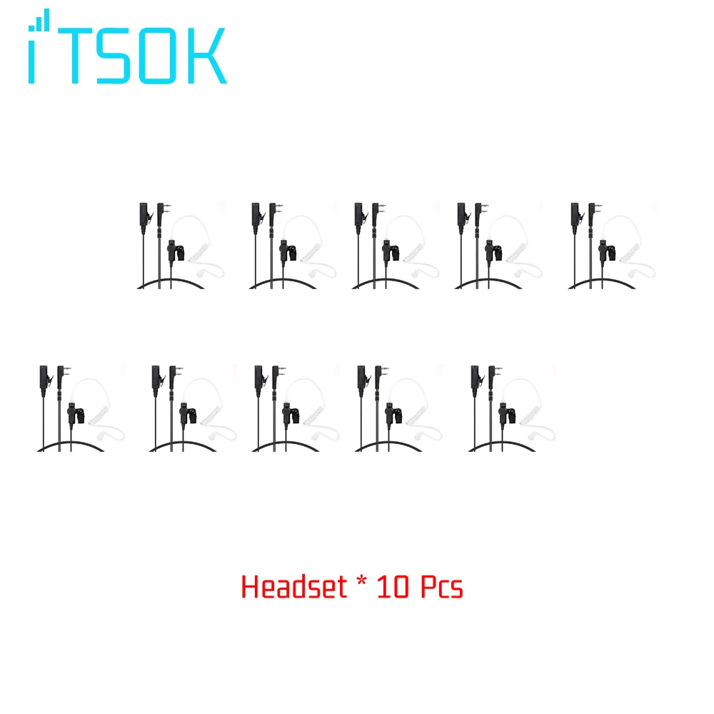 

10 шт. высококачественные 2-контактные PTT-наушники, скрытая Акустическая трубка, наушники-вкладыши для Kenwood TYT Baofeng UV-5R BF888S, радиоаксессуары