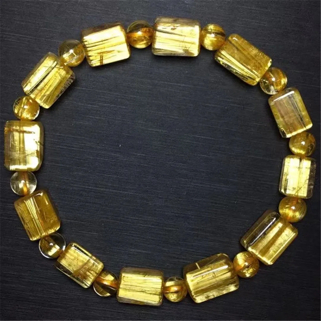 

Браслет из натурального золота с рутилированным кварцем, 7 мм