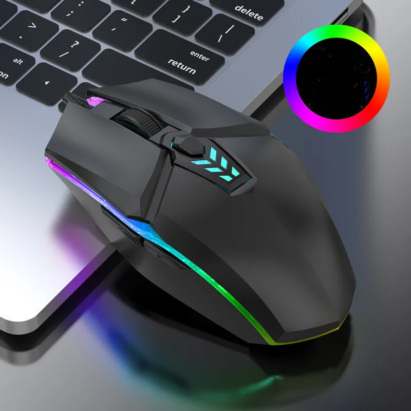 Проводная оптическая игровая мышь 1600 DPI, 6 кнопок с RGB подсветкой, USB мышь Бесшумная мышь для настольного ПК, ноутбука, компьютерной Геймерской Мыши