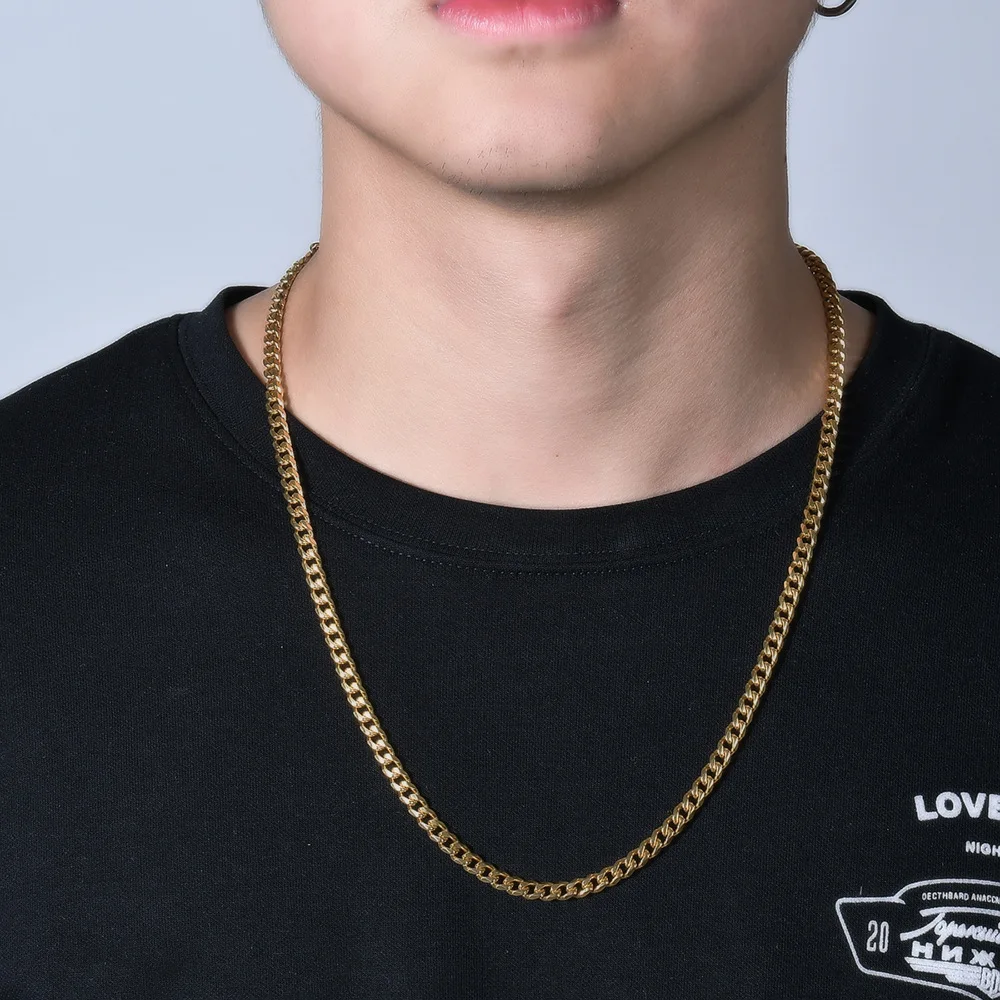 

Grier Link Chain Necklace For Men Woman Basic Punk Stainless Steel Necklace Gold Black Color Jewelry Gifts 2022