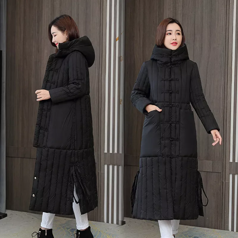 New2022 winter padded women 2020 new over knee thickened large Korean slim down padded jacket printed cold 905