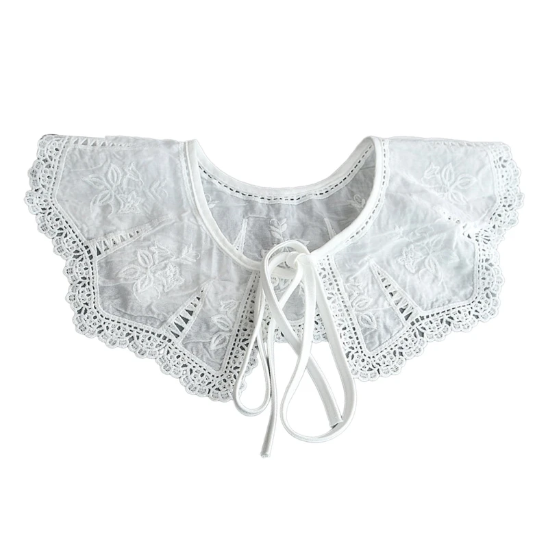 

Women for Doll Faux Collar Shawl Hollow Embroidery Leaves Lace Scarf Cape