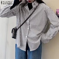 elegant printed tops women spring blouses zanzea 2022 casual long sleeve blusas female lapel neck tunic chemise tops oversized