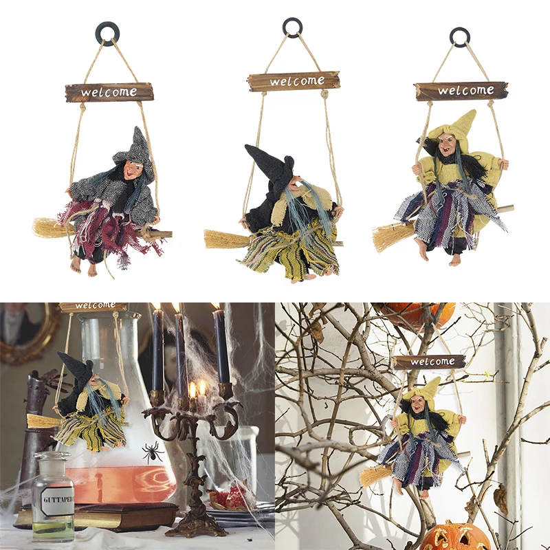

Halloween Ghost Witch Doll Hanging Decoration Horror Scary Ghost Flying Witch Ornament Halloween DIY Home Decoration For Kid Toy