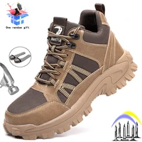 fashion breathable mens safety shoes comfortable work boots steel toe cap indestructible for male outdoor construction sneakers