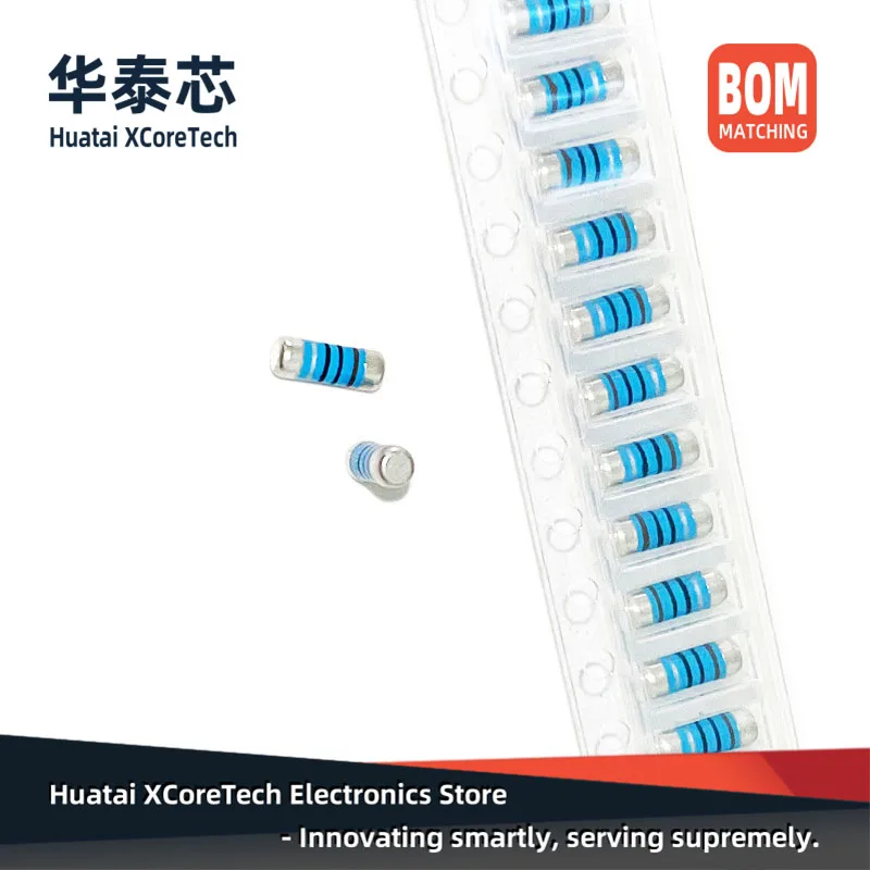 10 шт. SMD металлический пленочный прецизионный резистор MELF 0207(1/2 Вт) ± 1% 15 kΩ 18 20 22 24 27