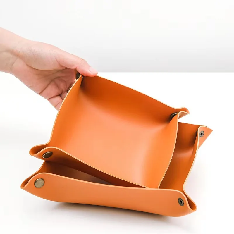 

Модный кожаный ящик для хранения, настольный лоток для хранения ювелирных изделий из искусственной кожи, коробка для хранения ключей