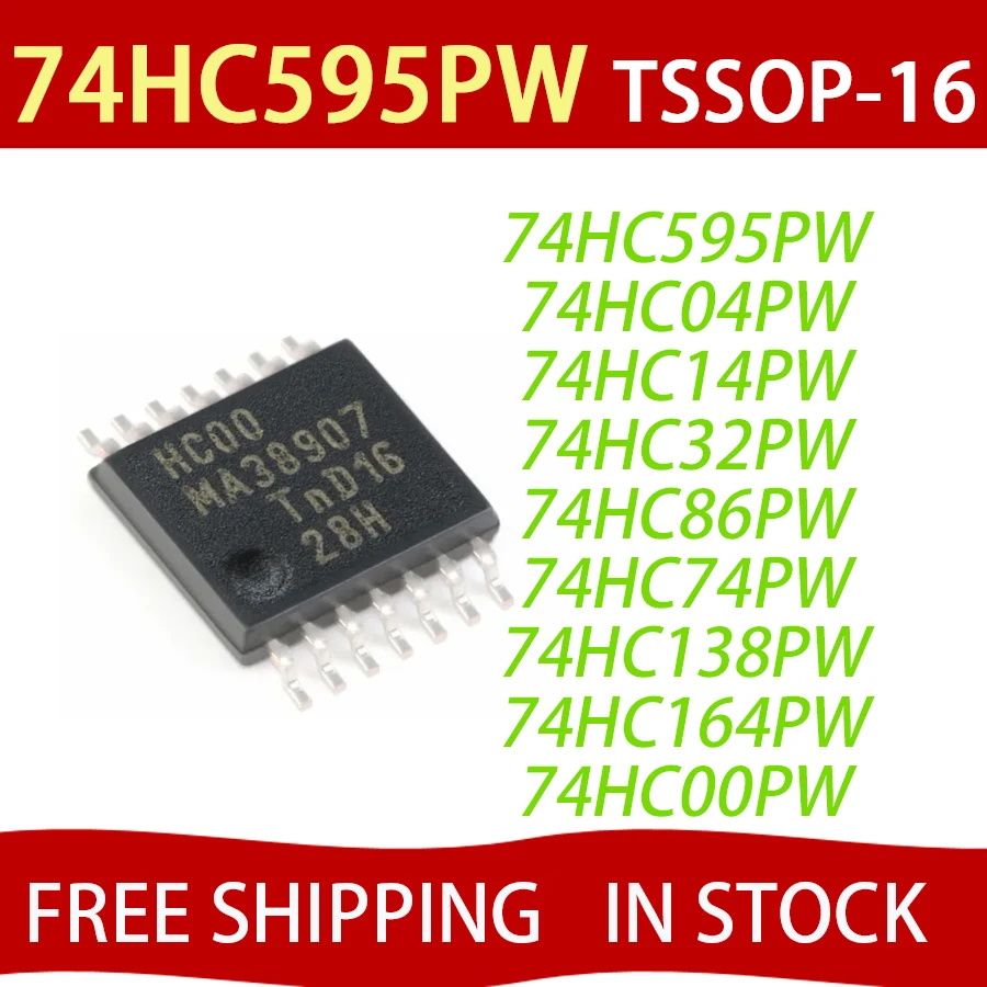 Регистр 74HC595PW, 10 шт., 74HC595 74HC04PW 74HC14PW SN74HC595PWR 74HC00PW 74HC32PW 74HC138PW 74HC164PW, бесплатная доставка