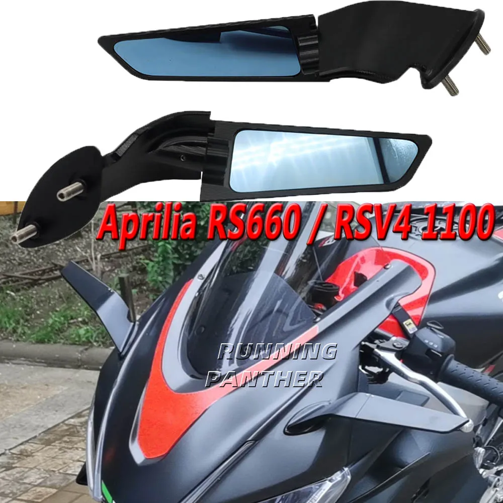 

Motorcycle Wing Mirrors Adjustable Rotating Rearview Side Mirror Fits For Aprilia RS660 / RSV4 1100 2021 Stealth Mirrors