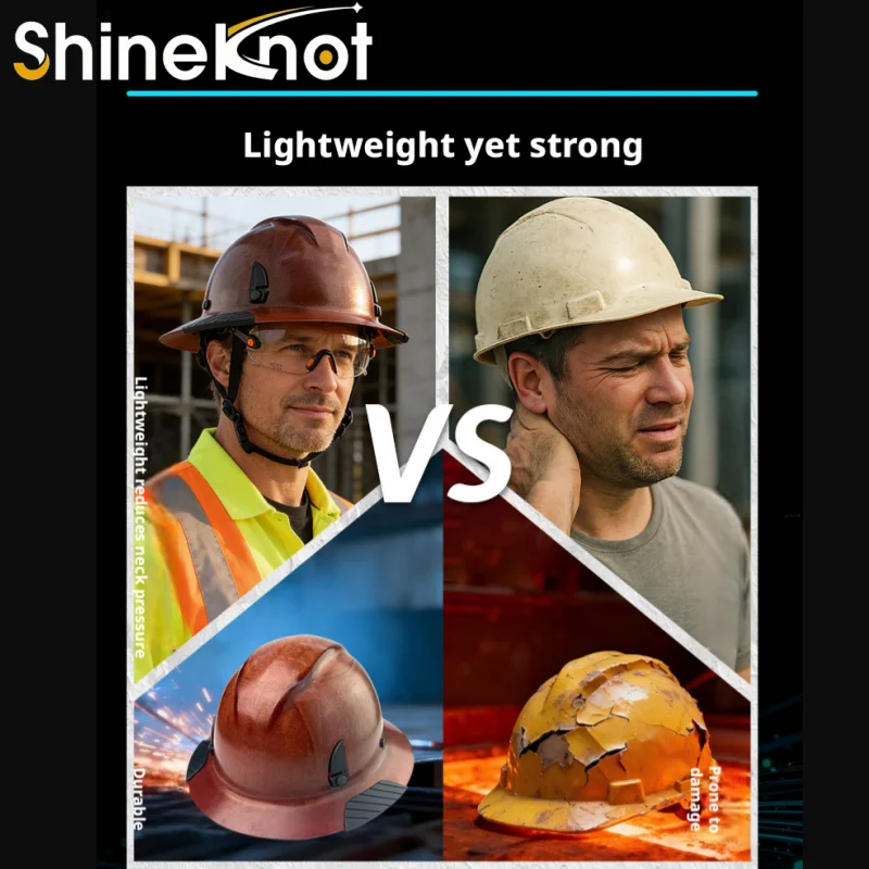 Каска защитная SHINEKNOT, высокопрочная, ударопрочная, для строительных площадок, сертифицированная по стандарту ANSI, легкая, из стекловолокна (art.: 3920dc22cdfe5) - 3920dc22cdfe5