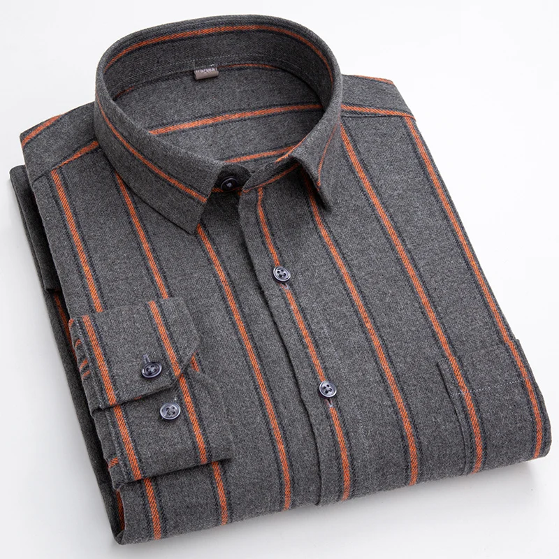2023 New 100% Cotton Men Casual Plaid Flannel Shirt Long-Sleeved Vintage Shirt Men's Cardigan Blouse Striped Oversize Size S-6XL