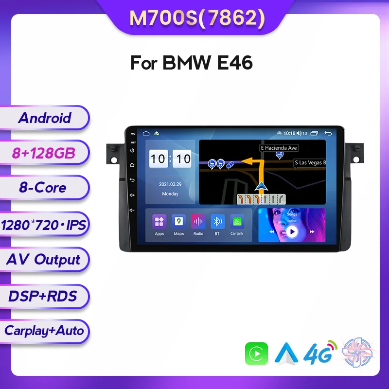 Mekede MS Android 11 8-ядерный 8 + 128 ГБ IPS автомобильный dvd-плеер с экраном видео для BMW E46 M3 318i