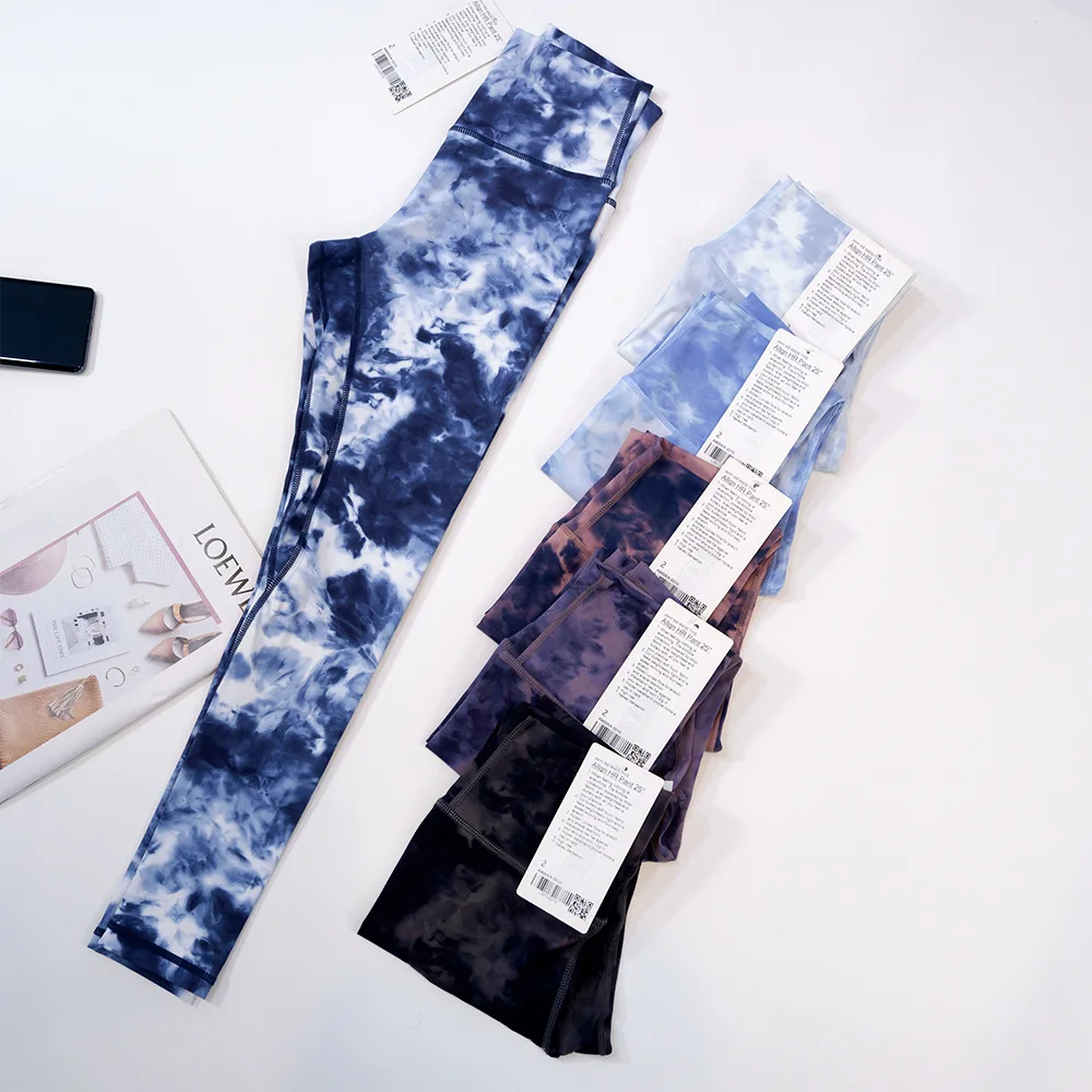NWT Tie Dye Yoga Leggings Align Women's Quick Dried Sports Pants Tight, High Waist, Naked 9-point Jogging Training Fitness