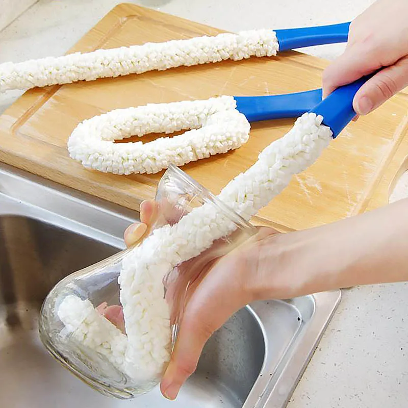 

1pcs Long Cleaning Brush Foam Bottle Decanter Wine Glass Bar Kitchen Cleaner Flexible Soft Long Multi-function Cleaning Cup Brus