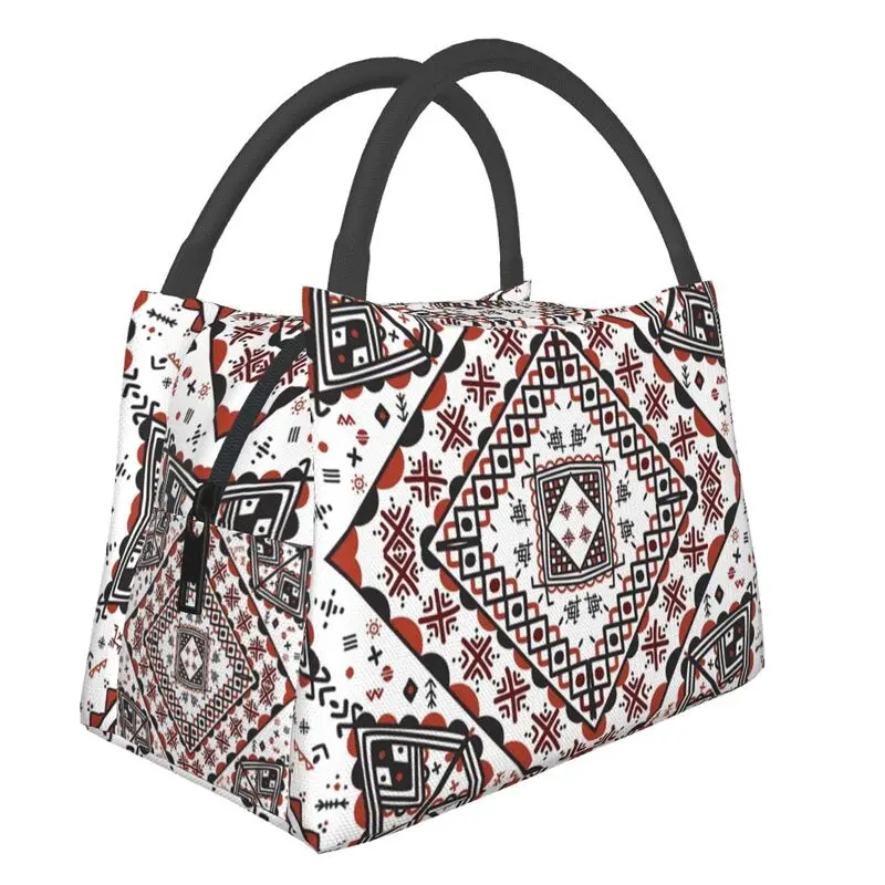 

Kabyle Pottery Berber Motifs Thermal Insulated Lunch Bags Women Amazigh Geometric Pattern Resuable Lunch Container Meal Food Box