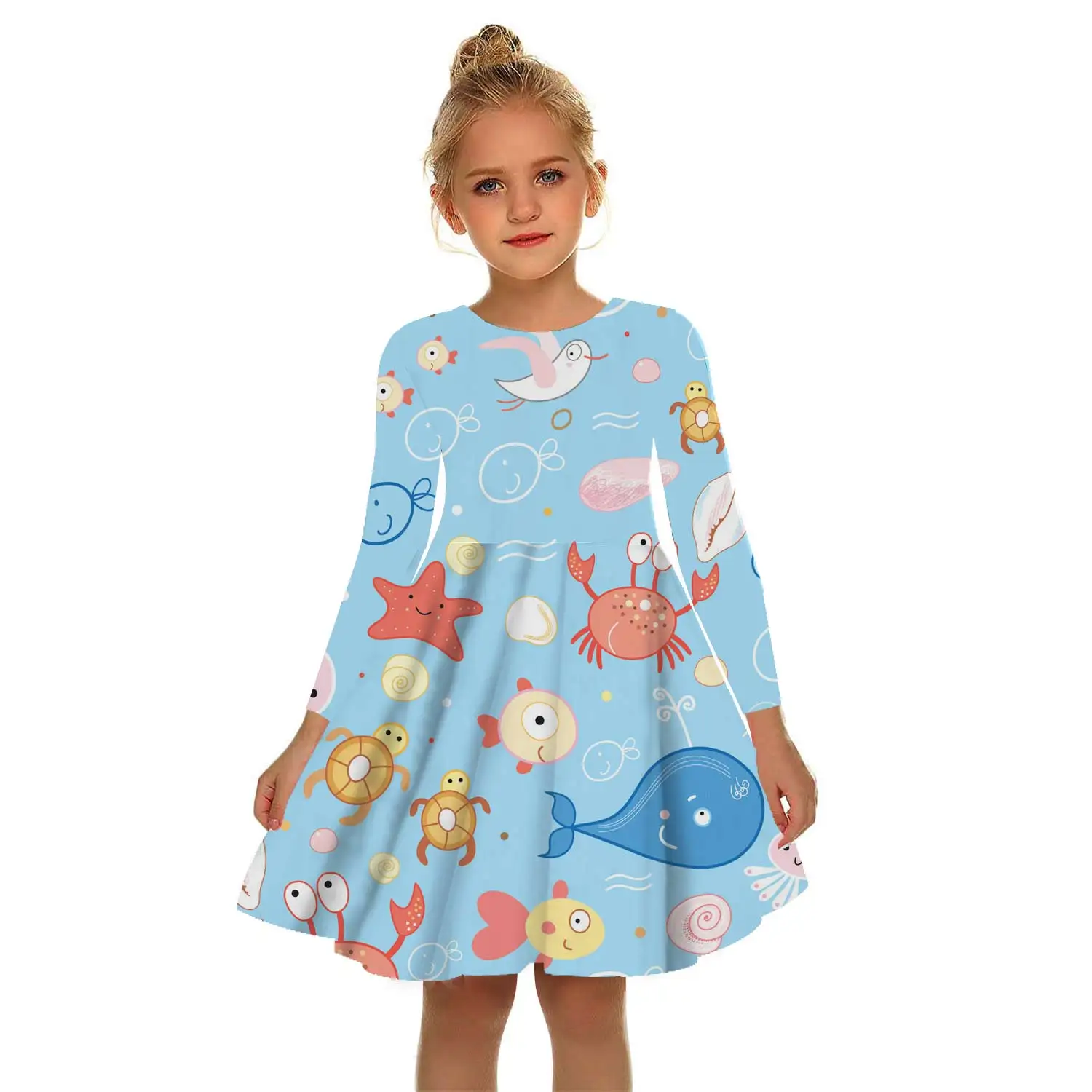

Underwater World Print Clothing Summer Party Princess Tutu Birthday Gift 3D Printing Game Street Cute Clothes Kids Dresses