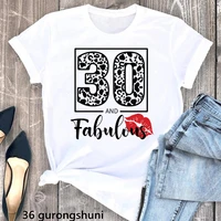 leopard 30 fabulous graphic print tshirt women red lips t shirt femme summer fashion birthday gift t shirt female dropshipping