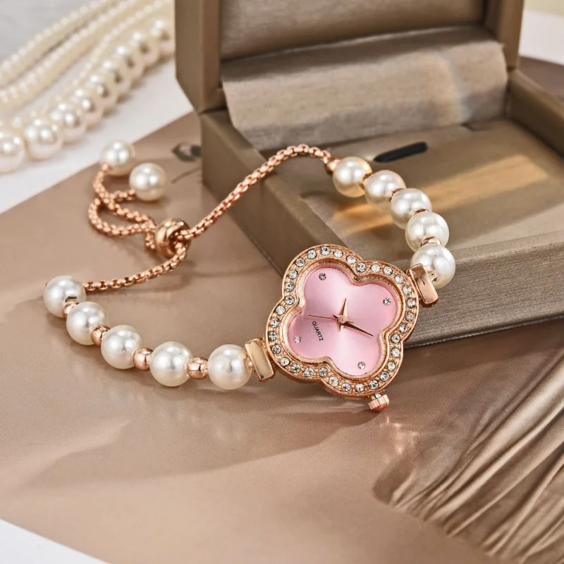 Трансграничные студенческие часы с четырьмя листами клевера и бриллиантами в