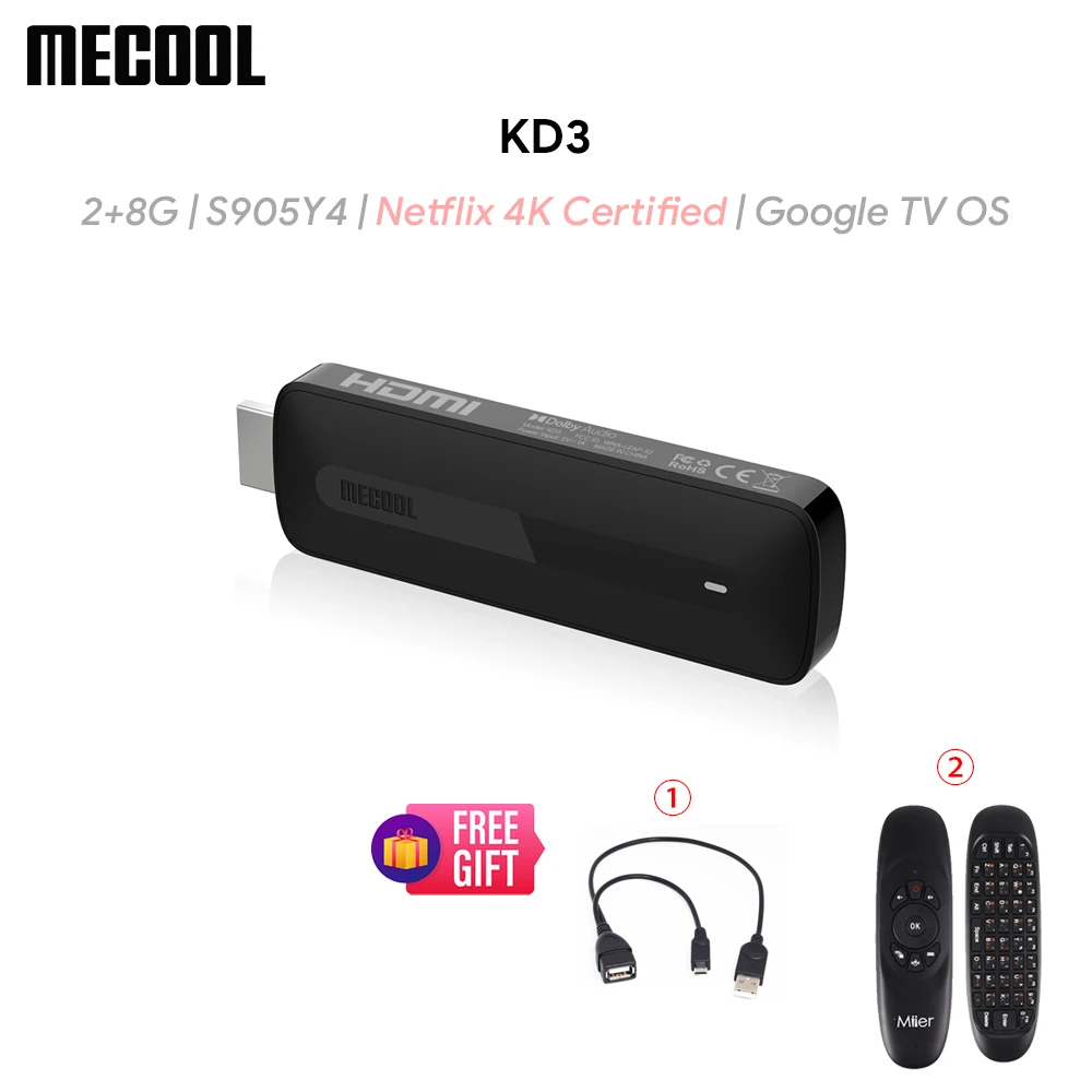 

MECOOL TV Stick KD3 Android 11 with Dolby Audio 2+8G Google Certified Google TV Stream Media Receiver Stick Home Media Player