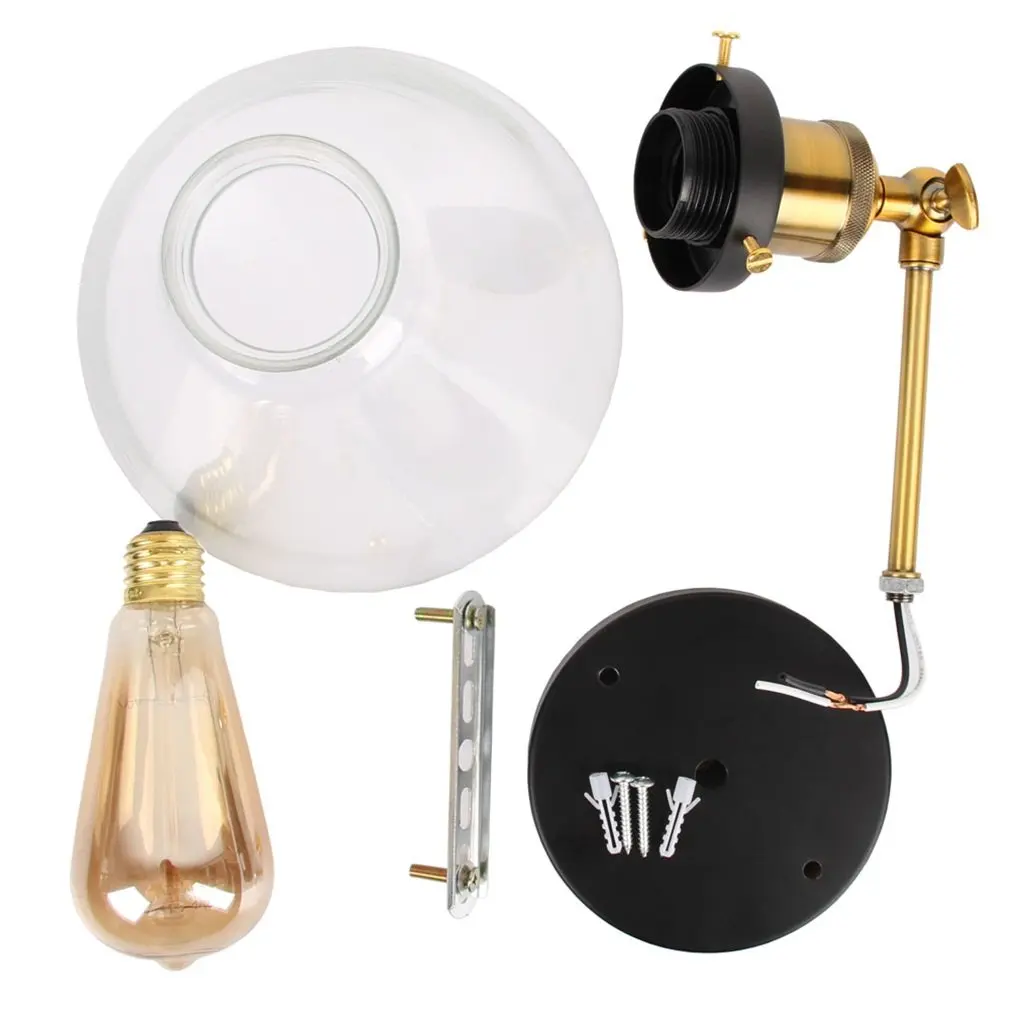 

Industrial Vintage Wall Light Rustic Glass Lamp Loft Sconce Lighting With Bulb