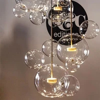 postmodern bubbles ball glass pendant light iron golden led hanging lamp for dinning room foyer kitchen chandelier home decor