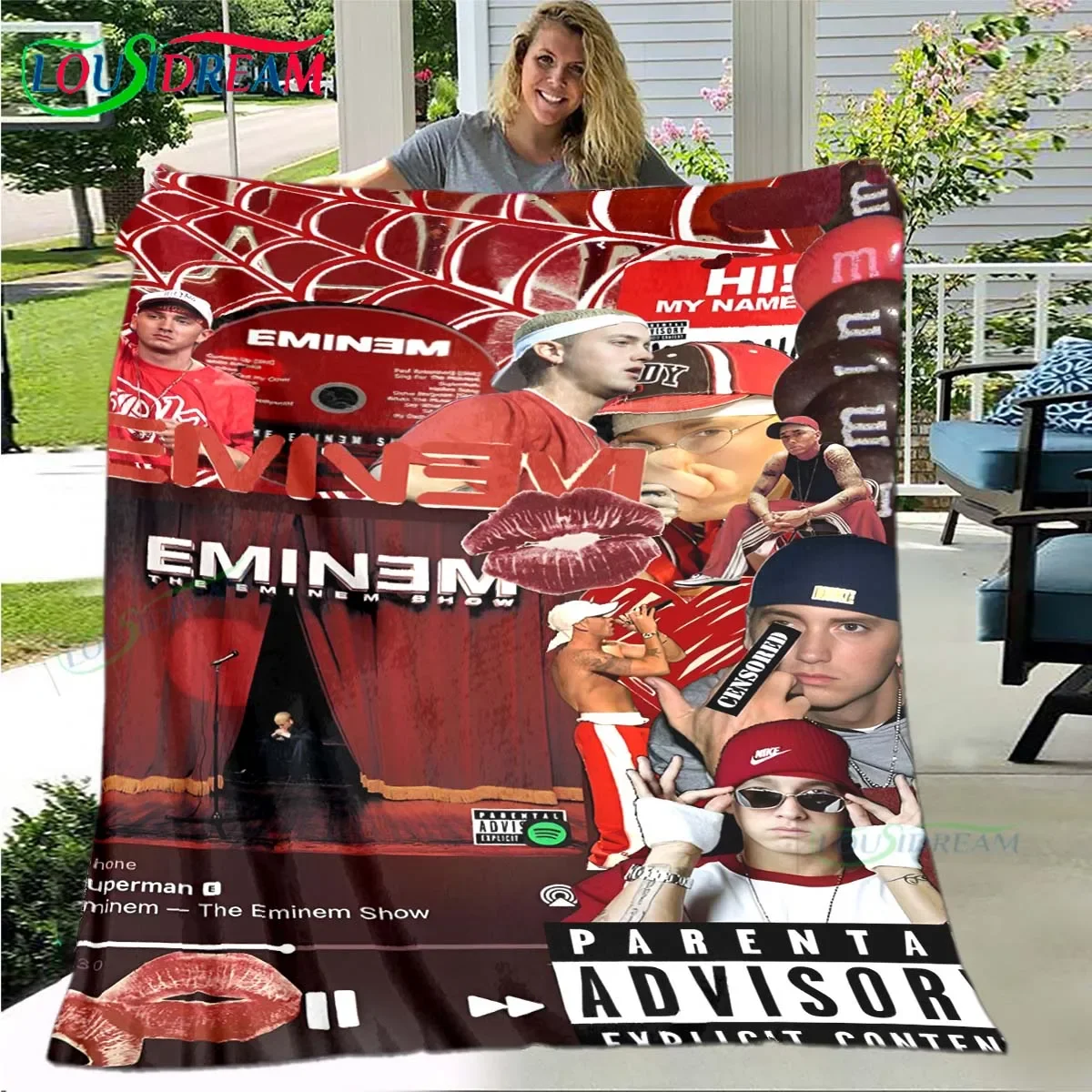 Pop Singer E-Eminem Blanket Flannel Throw for Home Bedroom Bed Sofa Picnic Office Hiking Leisure Nap Birthday Gift