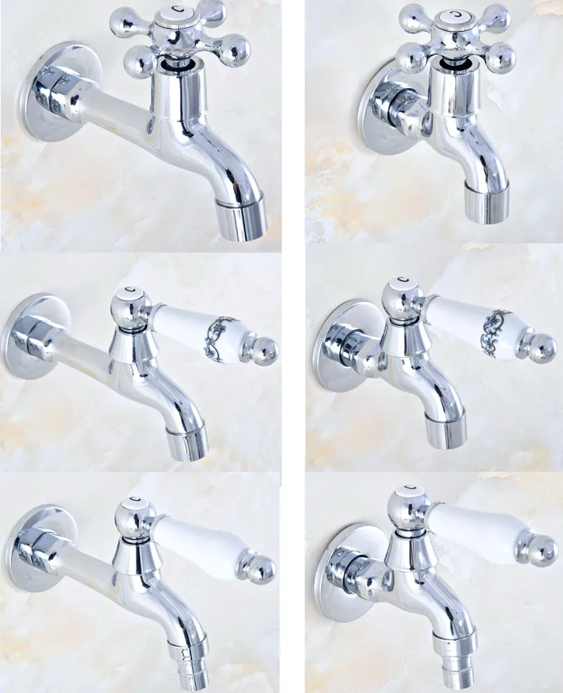 

Chrome Brass Basin Faucet Kitchen Faucet Garden taps Wall Mounted Lavatory Bathroom Mop Water Tap Washing Machine Faucet