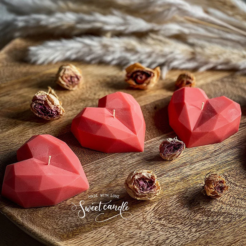 

Valentine's Day gift Diamond heart-shaped love scented candle custom wedding candles shooting props mini aromatic candles