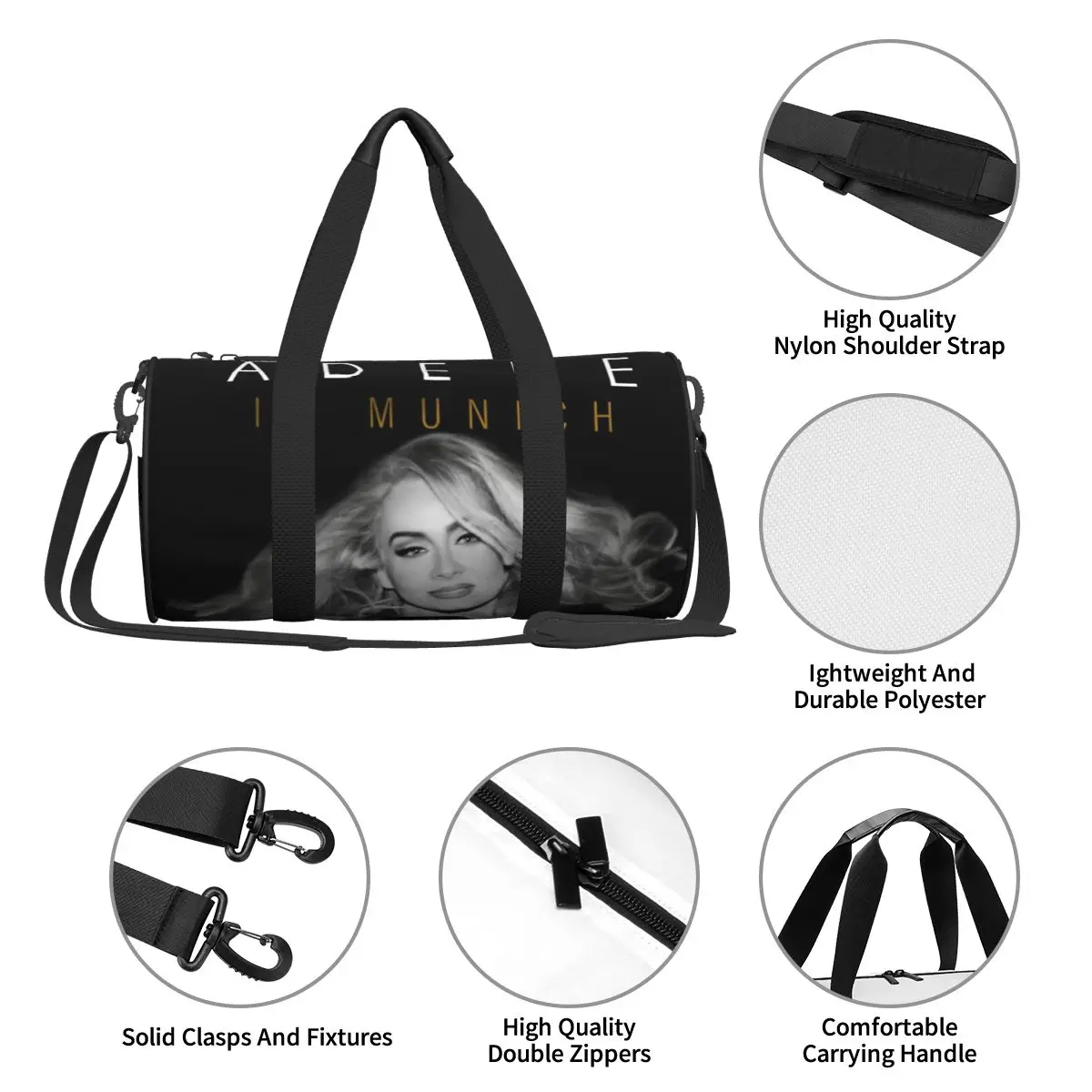 Adele Munich Tour August 2024 Sport Bags with Shoes Gym Bag Weekend Couple Pattern Handbag Training Graphic Fitness